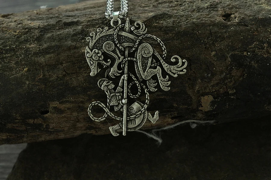 lanseis 1pcs dropshipping viking men necklace pendant ODIN Warrior NORSE WOLF Pendant