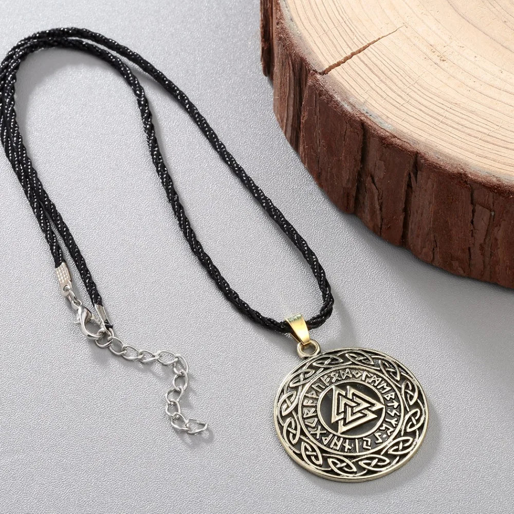 Cxwind Retro Infinity Knots Runes Necklace For Men Runic Norse Valknut Vikings Wikinger Antique Charm Pendants Necklaces Coiler