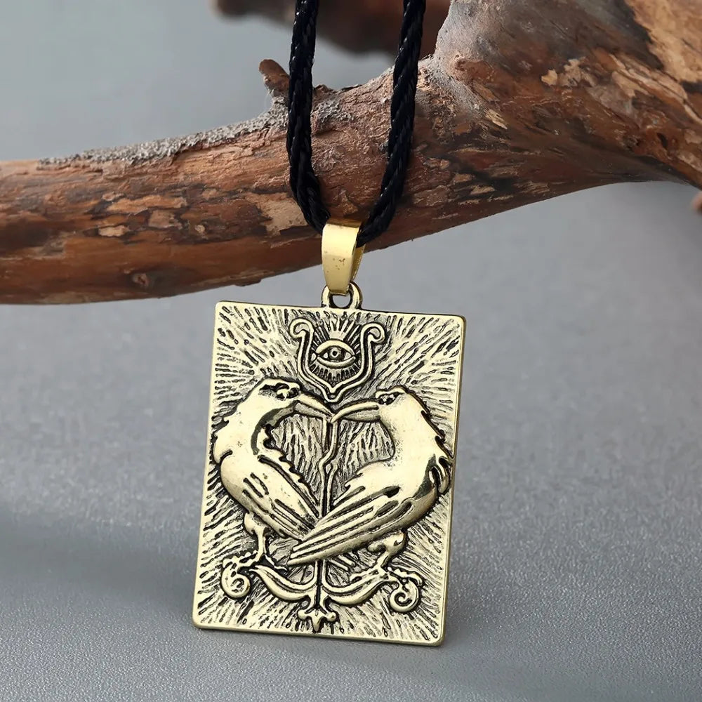 Kinitial Valknut Norse Vikings Odin's Symbol Huginn Munin Animal Ravens Necklaces Evil Eye Pendant Necklace Slavic Runes Jewelry