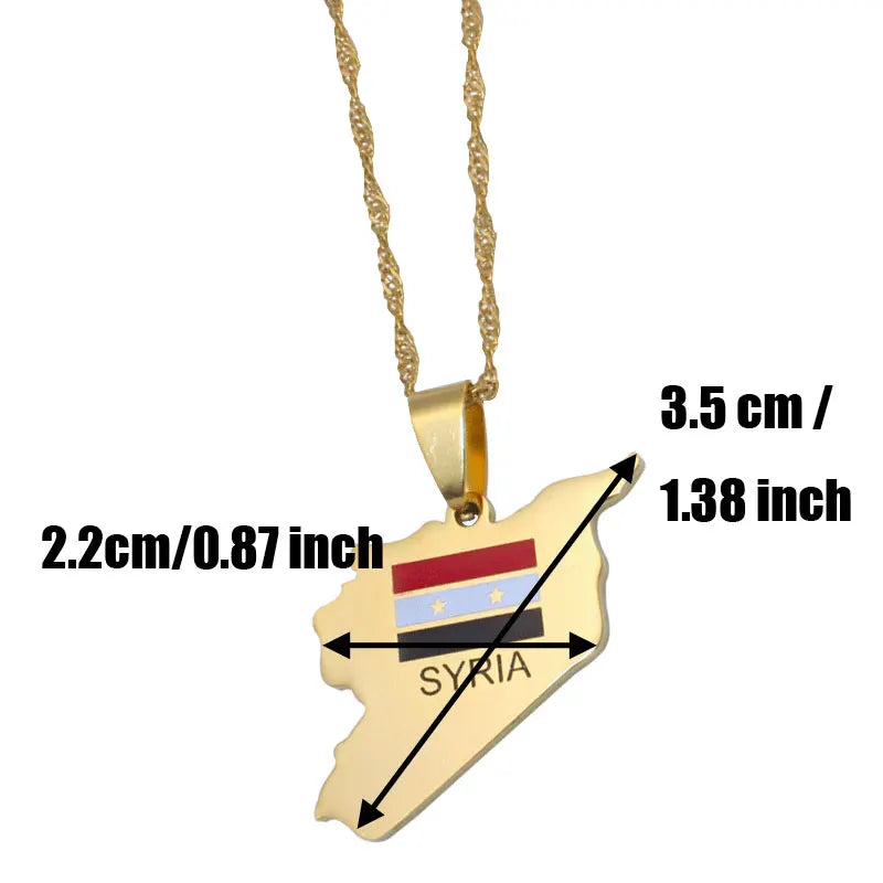 zkd  Syria map Syria flag stainless steel pendant  necklace , country map  jewelry