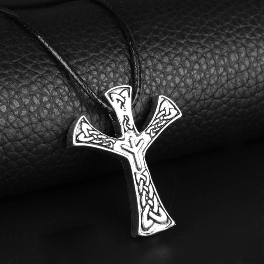 Viking Slavic Algiz Rune necklace Runes Amulet Jewelry Viking Silver Plated Men Jewelry Personality Charms Necklace Women Gift