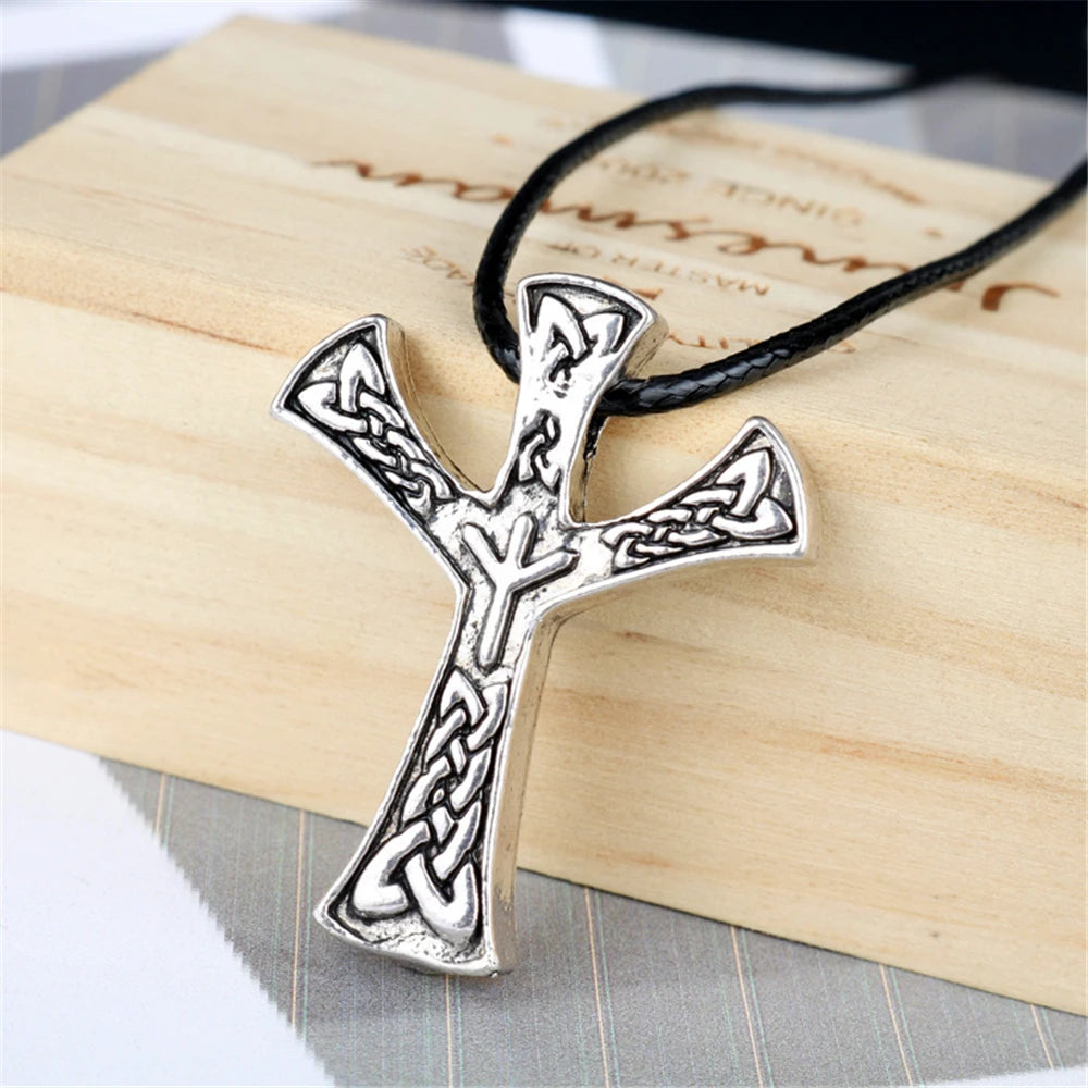 Viking Slavic Algiz Rune necklace Runes Amulet Jewelry Viking Silver Plated Men Jewelry Personality Charms Necklace Women Gift