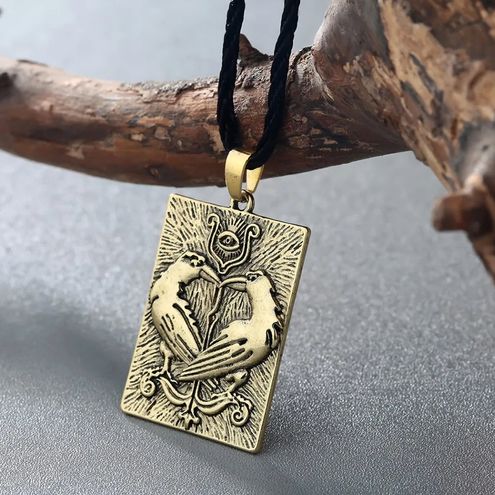 Kinitial Valknut Norse Vikings Odin's Symbol Huginn Munin Animal Ravens Necklaces Evil Eye Pendant Necklace Slavic Runes Jewelry