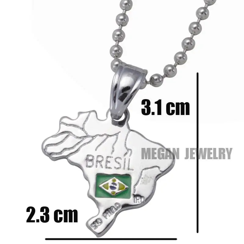 Brazil map Brazil National Flag pendant & necklace , country map jewelry