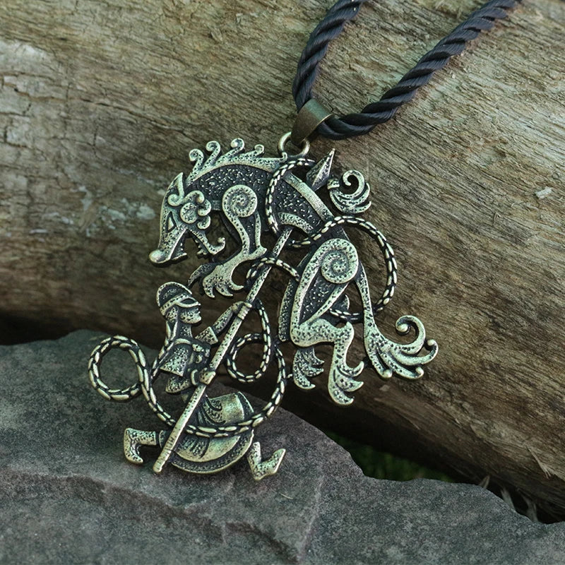 lanseis 1pcs dropshipping viking men necklace pendant ODIN Warrior NORSE WOLF Pendant