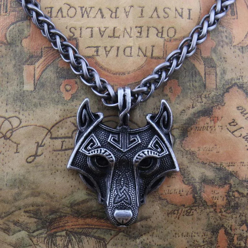 Yage 5Colors 1pcs Norse Vikings Pendant Necklace Norse Wolf Head Necklace Original Animal Jewelry Wolf Head hange