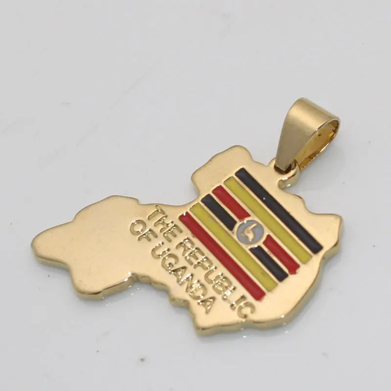 the republic of uganda National Flag pendant necklace , country map jewelry