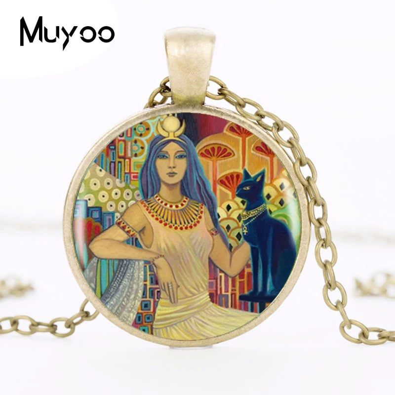 Egyptian Goddess EmilyBalivet Mythological Goddess Pendant Choker Statement Round Necklace For Women Dress Accessories HZ1