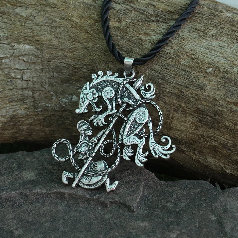 lanseis 1pcs dropshipping viking men necklace pendant ODIN Warrior NORSE WOLF Pendant