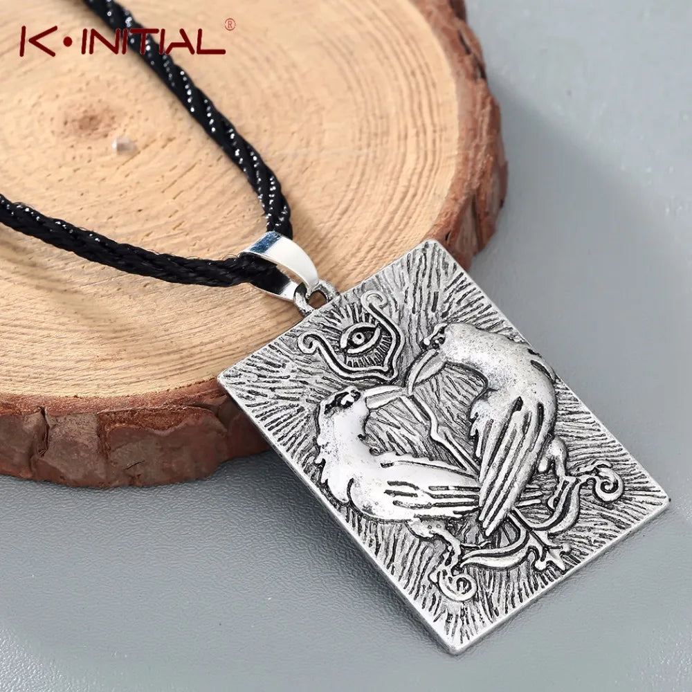 Kinitial Valknut Norse Vikings Odin's Symbol Huginn Munin Animal Ravens Necklaces Evil Eye Pendant Necklace Slavic Runes Jewelry