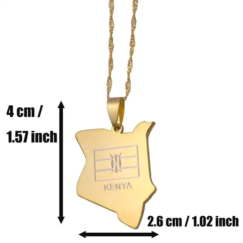 zkd   kenya map kenya national flag  stainless steel pendant  necklace  country map jewelry