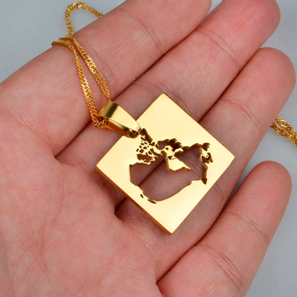 Anniyo Canada Map Pendant Necklaces for Women Jewelry Country Maps of Canadian Chain  #021321