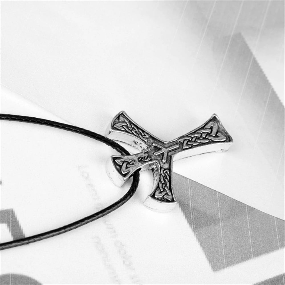 Viking Slavic Algiz Rune necklace Runes Amulet Jewelry Viking Silver Plated Men Jewelry Personality Charms Necklace Women Gift