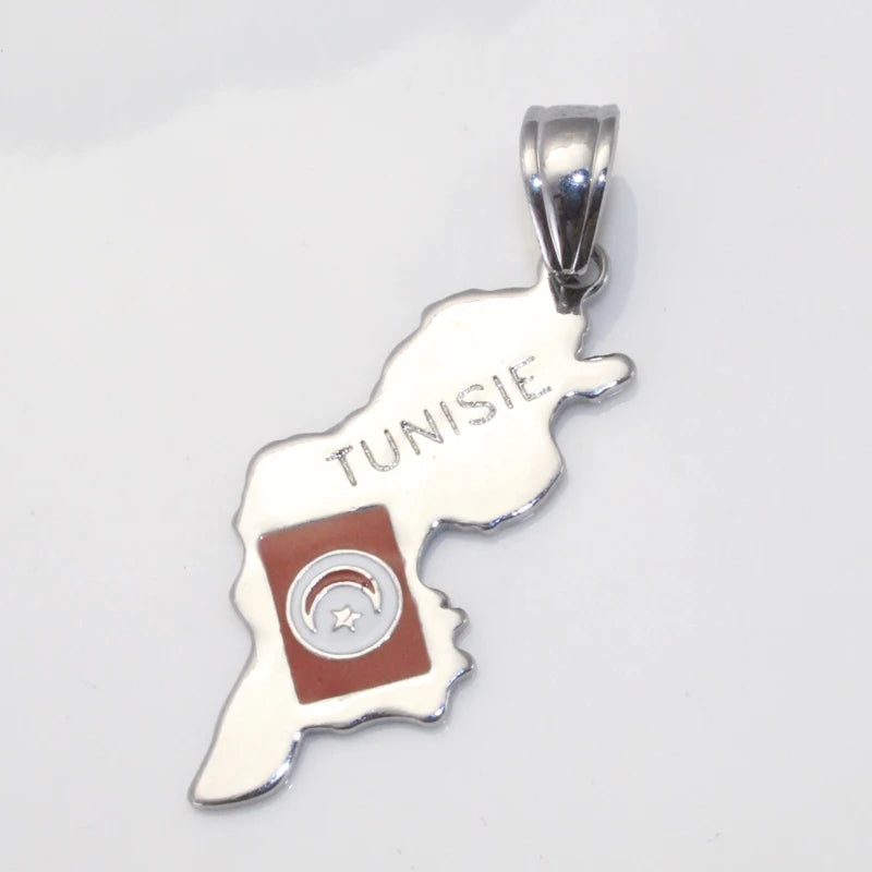 Tunisie map Tunisie National Flag National Emblem pendant necklace , country map jewelry