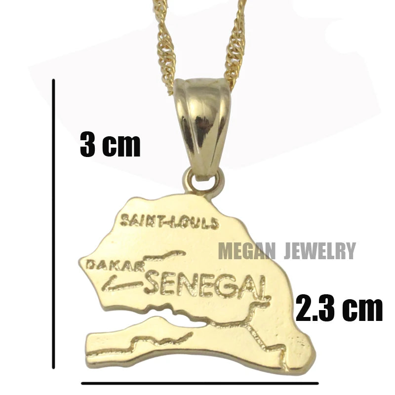 senegal map pendant & necklace for women & men, country map Africa senegal map jewelry