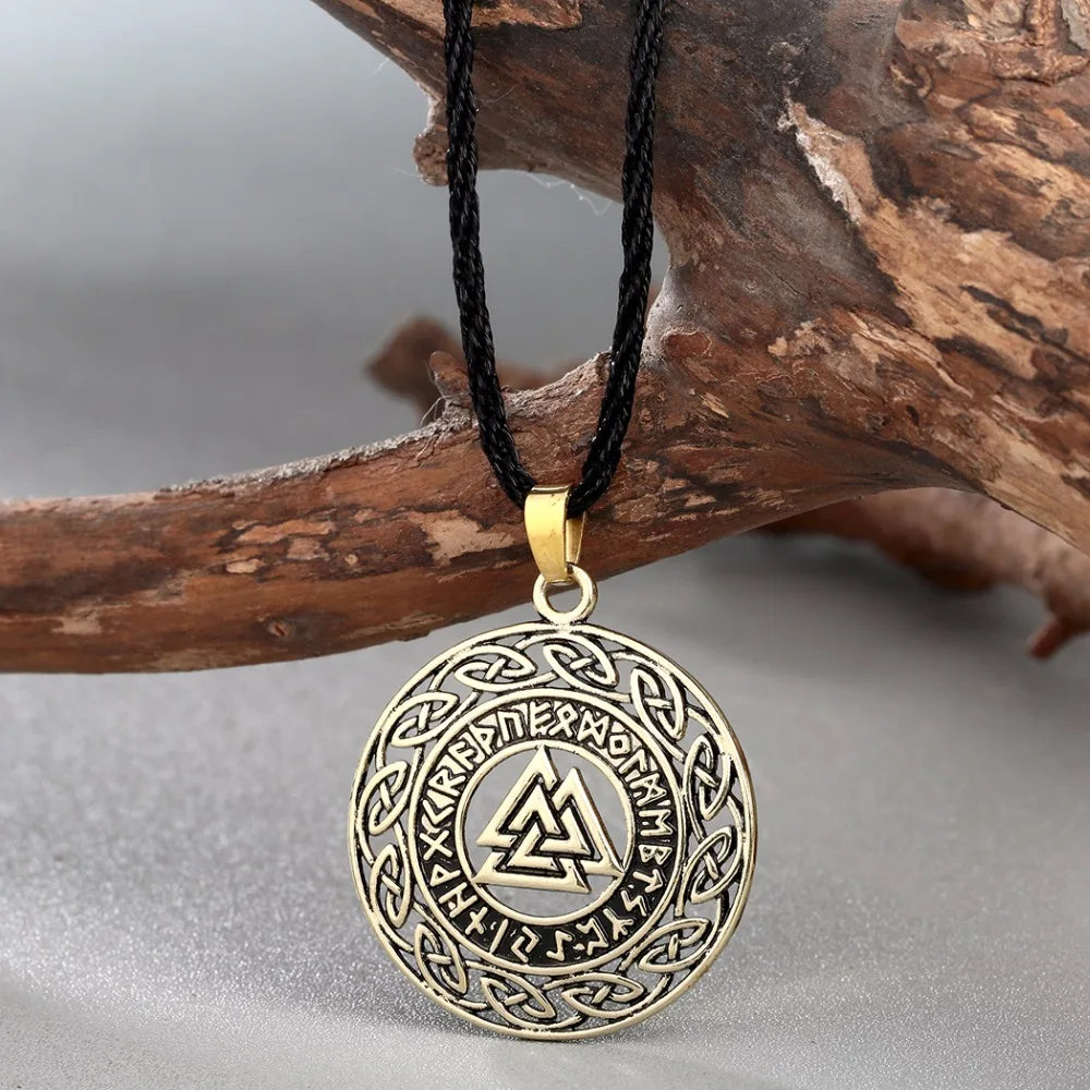 Cxwind Retro Infinity Knots Runes Necklace For Men Runic Norse Valknut Vikings Wikinger Antique Charm Pendants Necklaces Coiler