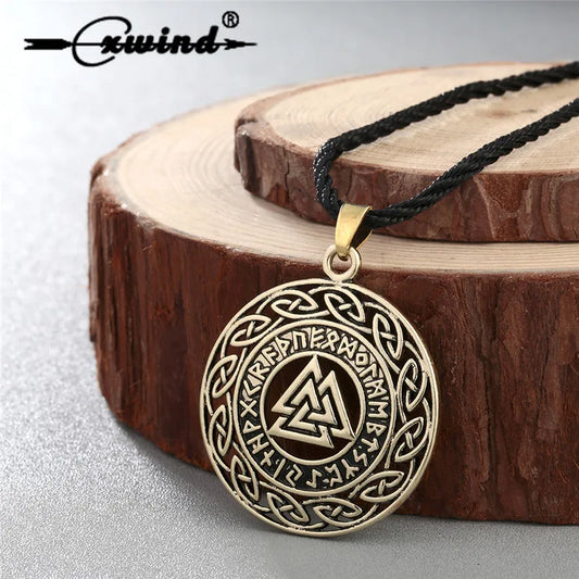 Cxwind Retro Infinity Knots Runes Necklace For Men Runic Norse Valknut Vikings Wikinger Antique Charm Pendants Necklaces Coiler