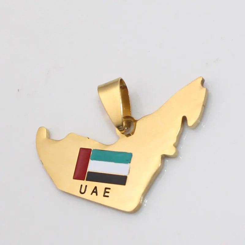 zkd United Arab Emirates map flag stainless steel pendant  necklace , country map  jewelry