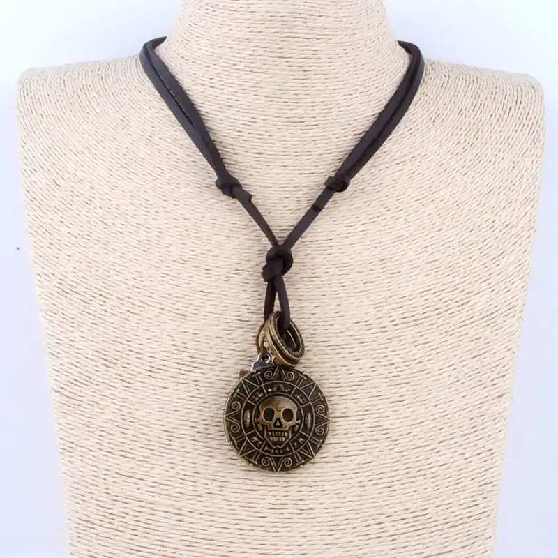 Wholesale New Rock Maxi Leather Aztec Coin Necklace Pirates Of The Caribbean Pendan Wingtst Hourglass