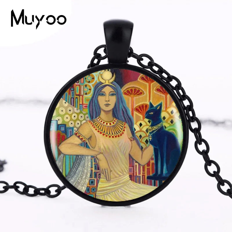 Egyptian Goddess EmilyBalivet Mythological Goddess Pendant Choker Statement Round Necklace For Women Dress Accessories HZ1