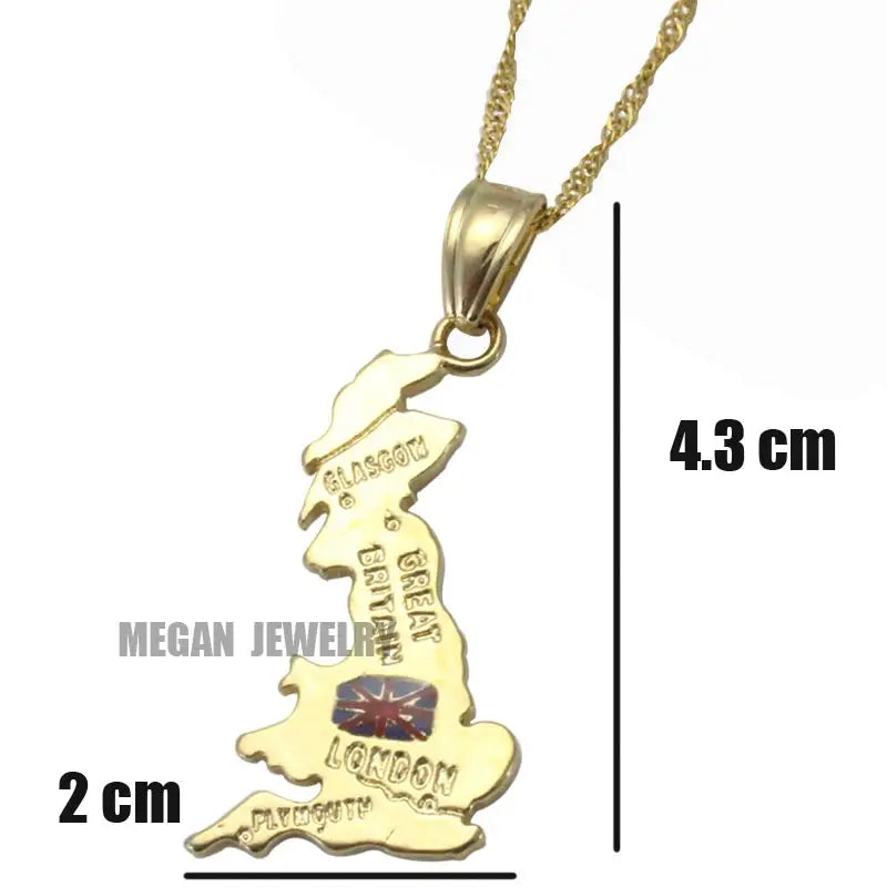 United Kingdom map United Kingdom National Flag pendant & necklace for women & men, country map jewelry