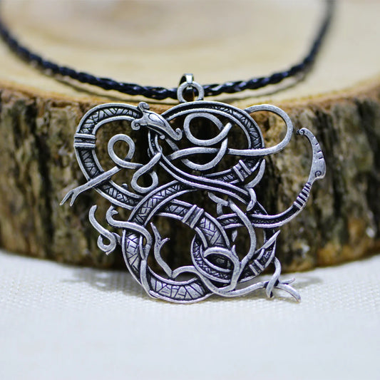 LANGHONG 1pcs Viking Dragon Necklace Knot Necklace Runes Amulet Necklace for Men Jewelry Talisman