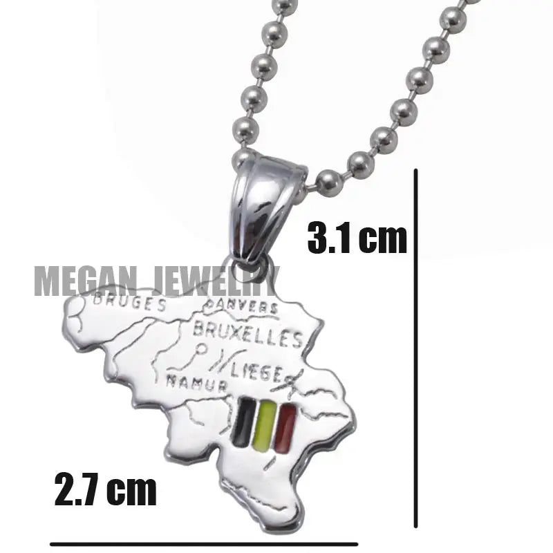 Belgium map Belgium National Flag pendant & necklace for women & men, country map jewelry