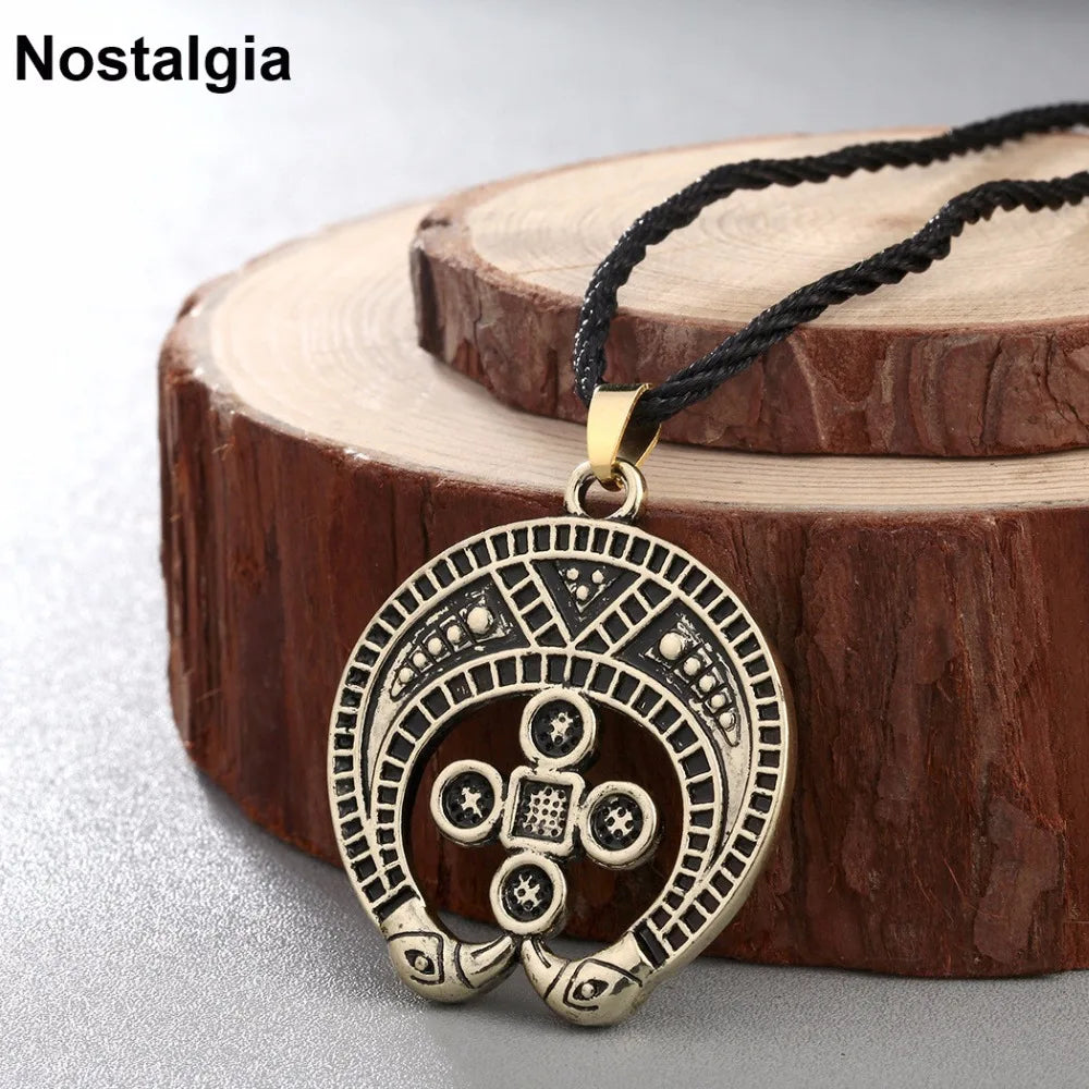 Nostalgia Slavic Amulet Charm Woman Chains Necklace Men Lunnitsa Symbol Viking Raven Runes Pagan Jewelry