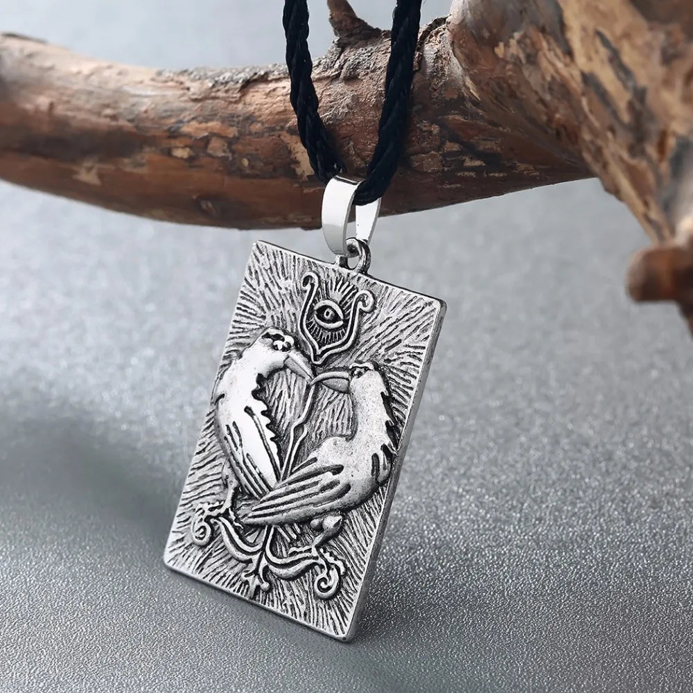 Kinitial Valknut Norse Vikings Odin's Symbol Huginn Munin Animal Ravens Necklaces Evil Eye Pendant Necklace Slavic Runes Jewelry