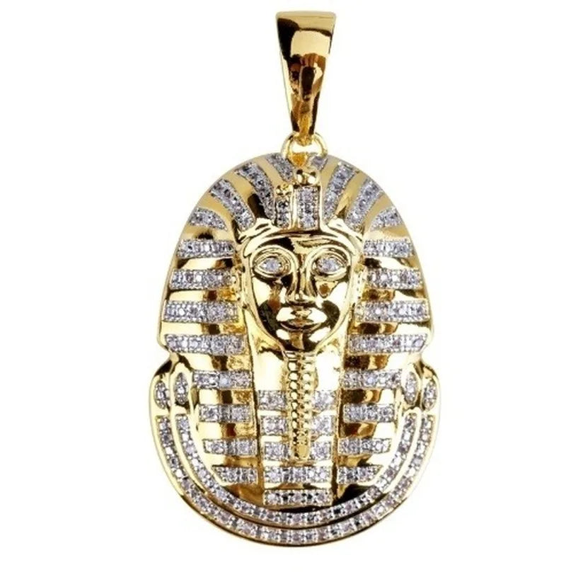 Mysterious Vintage Egyptian Pharaoh Pendant Necklace Men's Ladies Hip-Hop Zircon Pendant Jewelry Gift