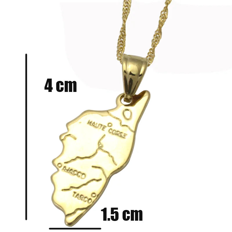 France Haute Corse map pendant & necklace for women & men, country map france map jewelry