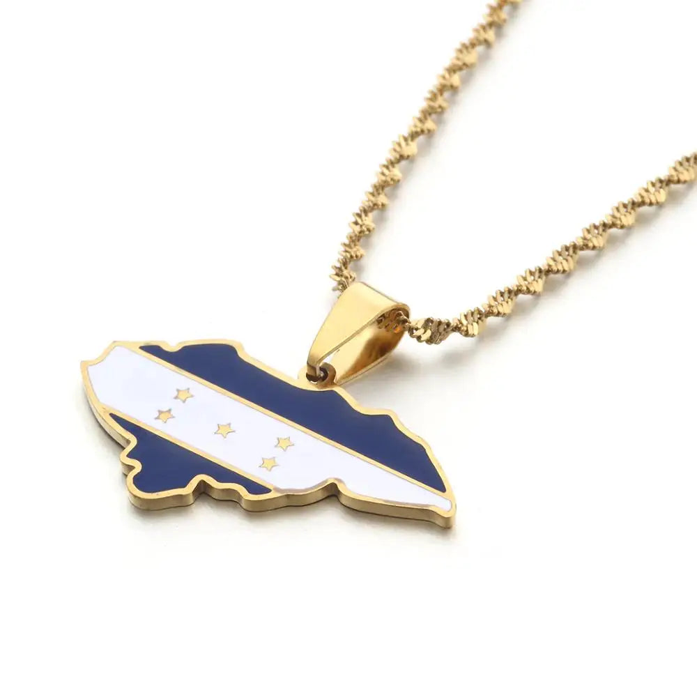 New Honduras Map Flag Pendant Necklaces for Women Men Honduras Country Jewelry Patriotic Gifts