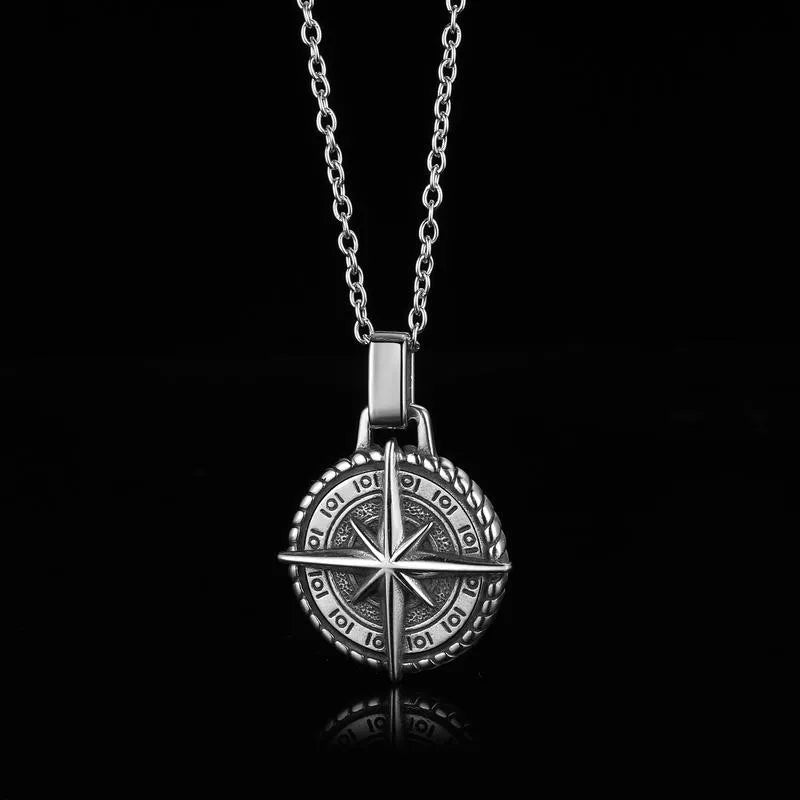 Norse Vikings Pendant Stainless Steel Vegvisir Compass Nordic Runes Odin Men Women Necklace Gift