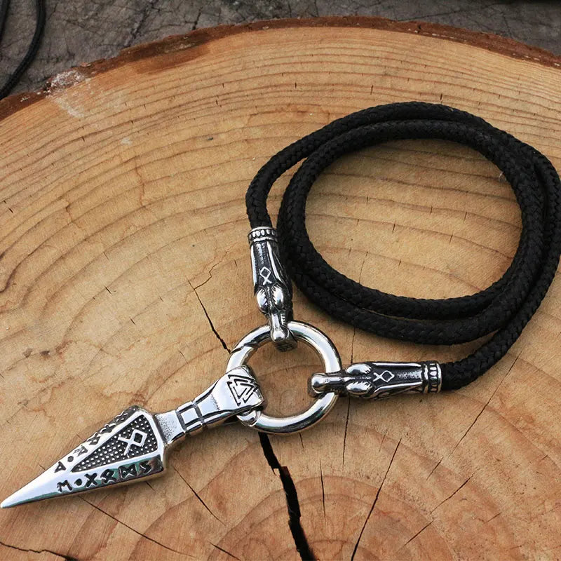 1pcs Norse Viking valknut Triangle arrow rune pendant men Cool wolf head necklace stainless steel with viking rune letter