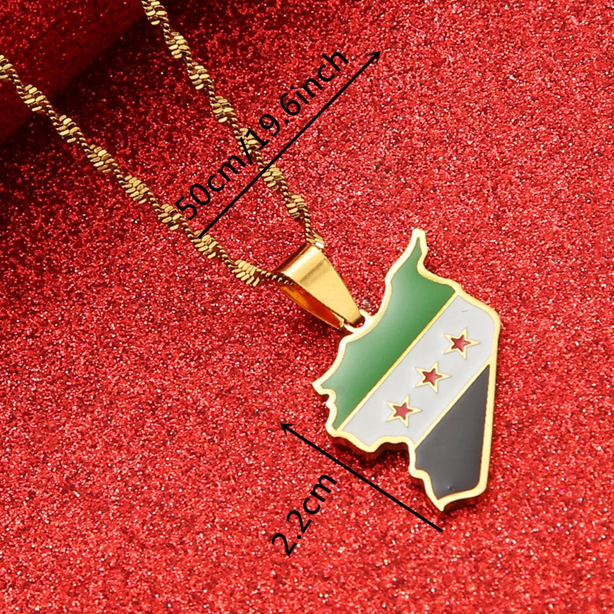 Stainless Steel Trendy Enamel Country Map Flag Pendant Necklaces Women Men Clavicular Chain Jewelry