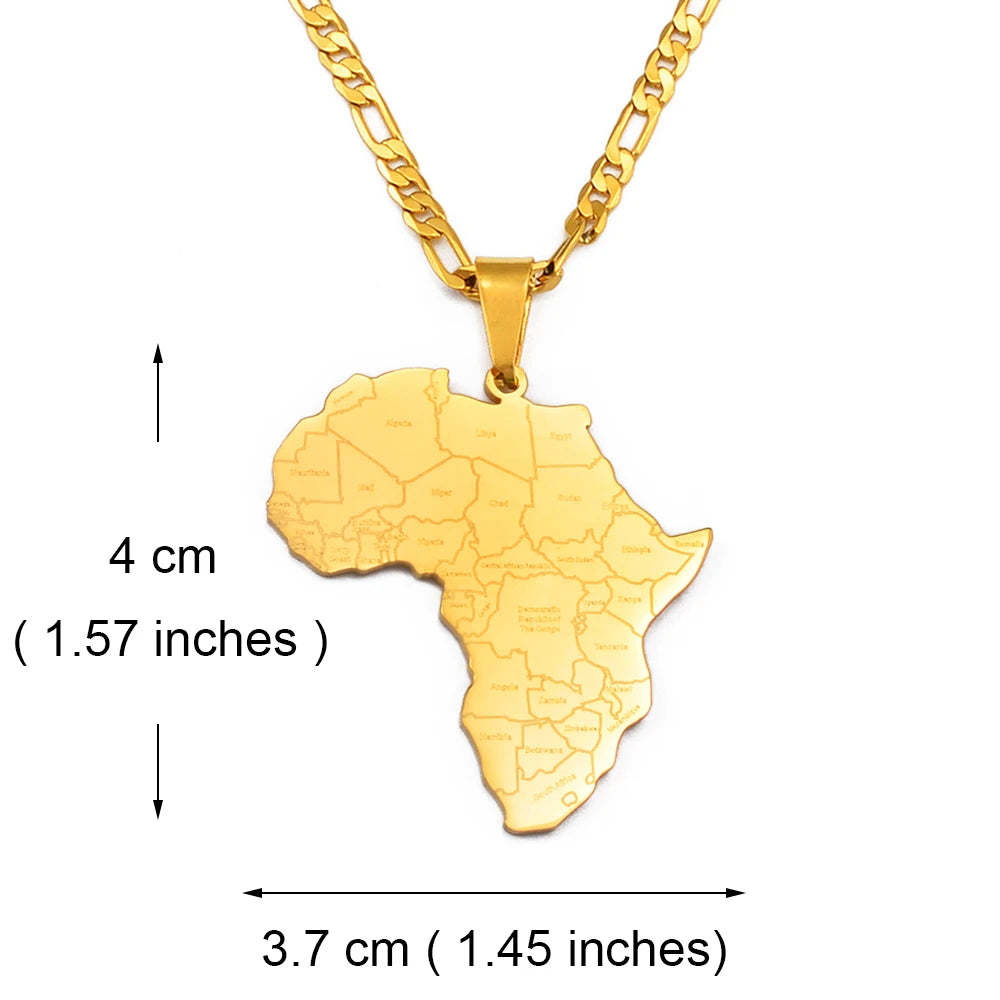 Anniyo Africa Map & Country Name Pendant Necklaces for Women Men African Maps Jewelry Nigeria,Congo,Ghana,Sudan,Somalia #233921