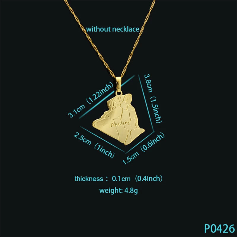 JH Brand Algerie Gold Color Country Map Necklace Pendant Nice Gift For Women and Men New Fashion Jewelry Trendy Pendant