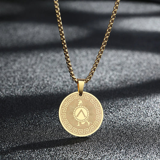 Stainless Steel Greek Hero Achilles Talisman Pendant Necklace Greek mythology Charm Necklace for Women Man Jewelry