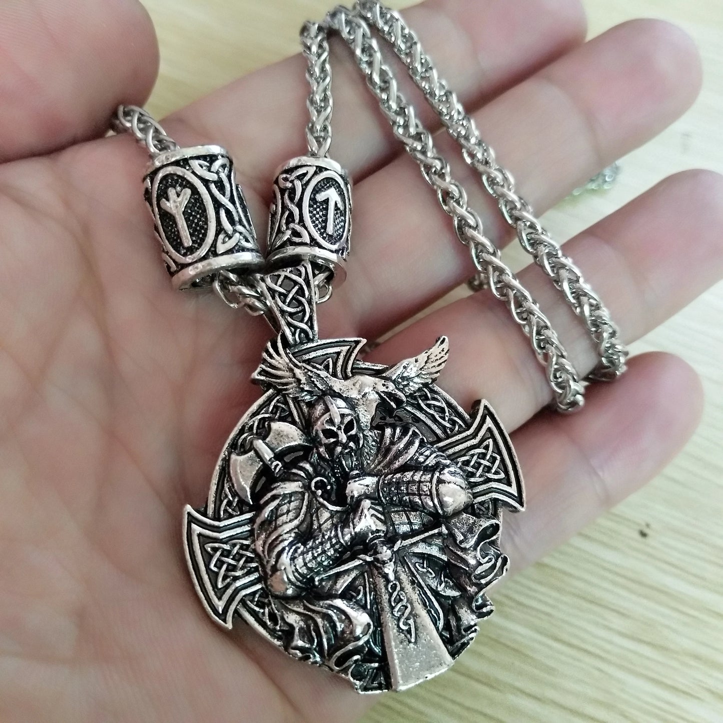 Norse Odin Symbol Runic Runes Beads Helena Rosova Pendant Viking Necklace Amulet Talisman For Victory Protection Jewelery