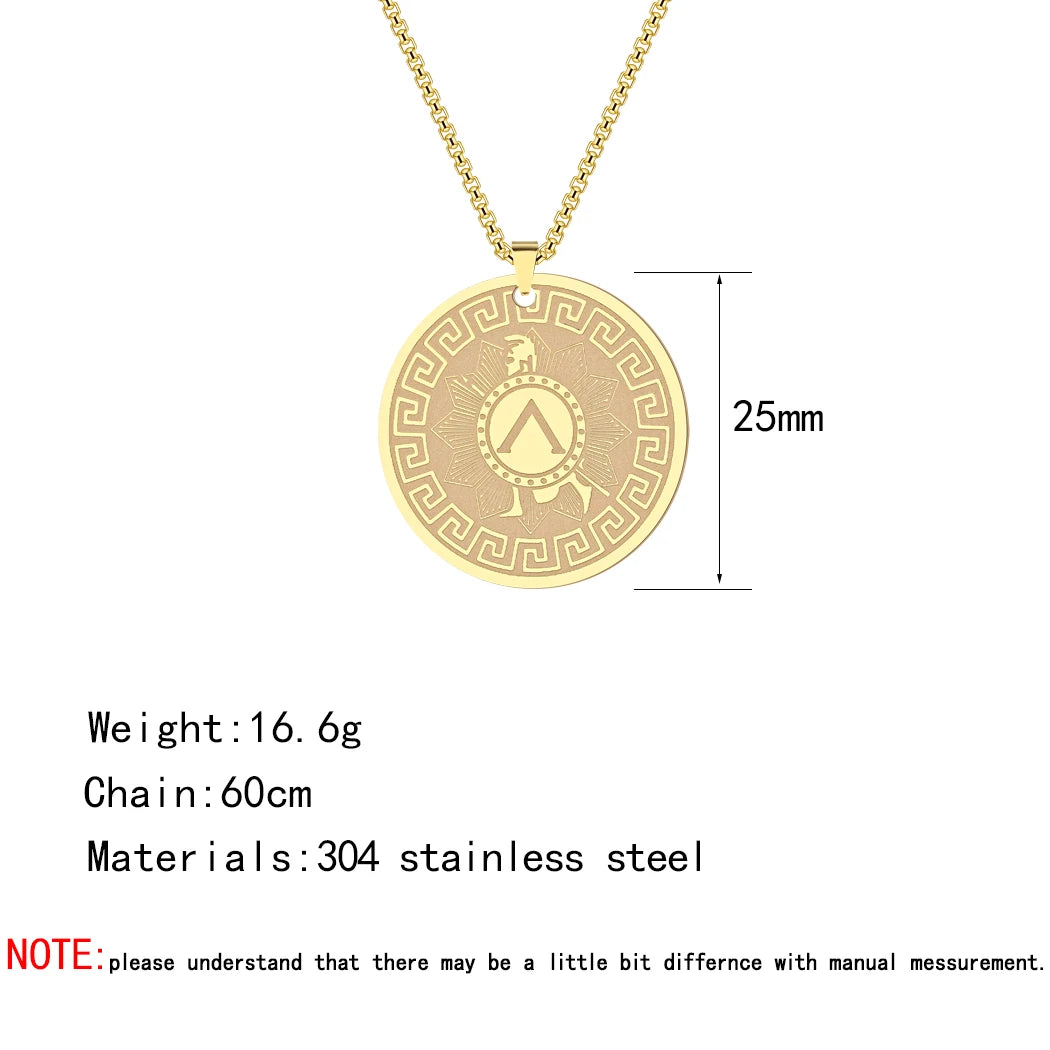 Stainless Steel Greek Hero Achilles Talisman Pendant Necklace Greek mythology Charm Necklace for Women Man Jewelry