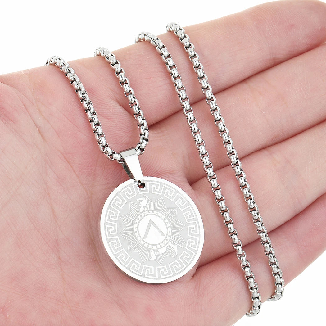 Stainless Steel Greek Hero Achilles Talisman Pendant Necklace Greek mythology Charm Necklace for Women Man Jewelry