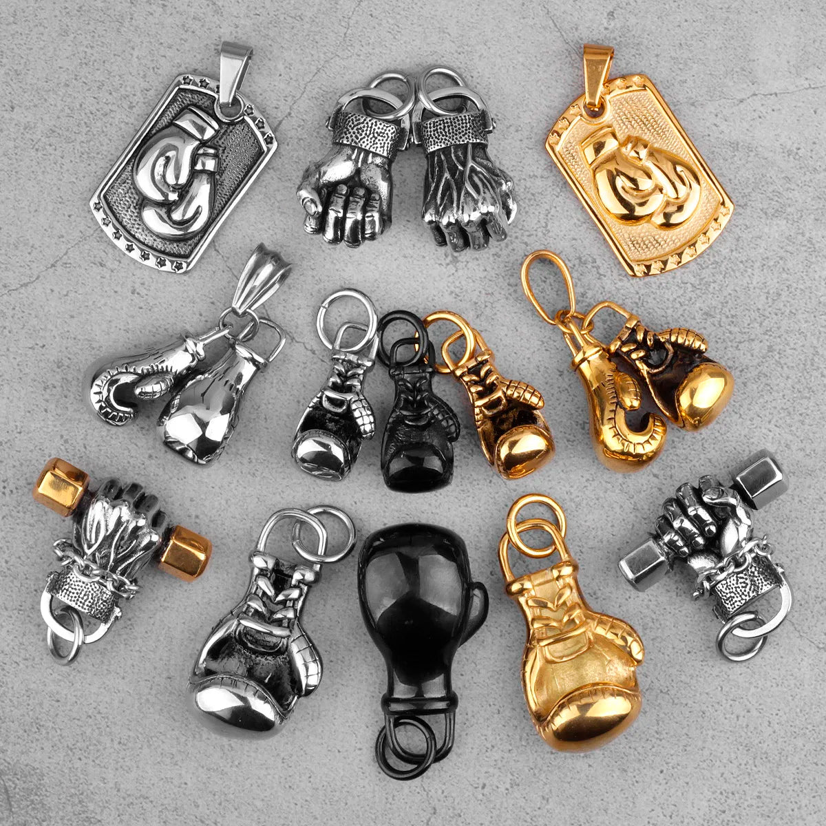 Fitness Gym Bodybuilding Boxing Gloves Stainless Steel Men Necklaces Pendants Chain for Boyfriend Male Jewelry Gift Wholesale