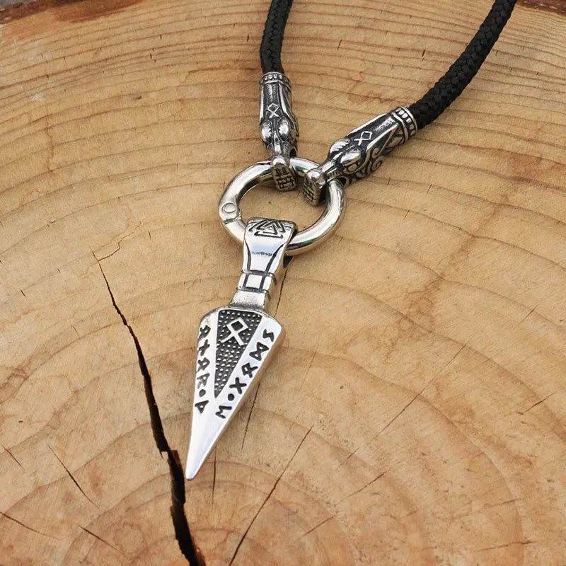 1pcs Norse Viking valknut Triangle arrow rune pendant men Cool wolf head necklace stainless steel with viking rune letter