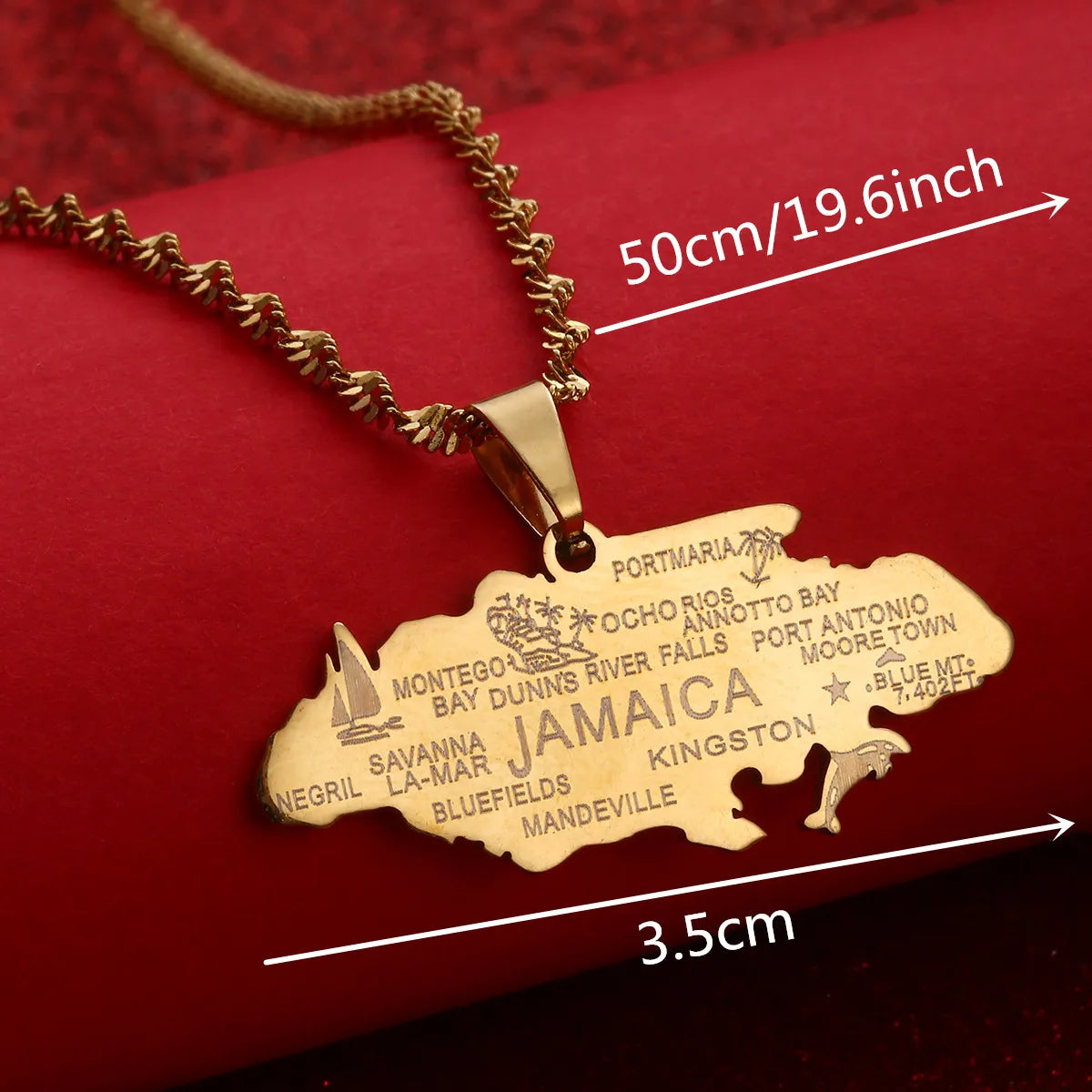 Jamaica Map Pendant Necklaces For Women Girl Country Jewelry Jamaican Patriotic Gifts