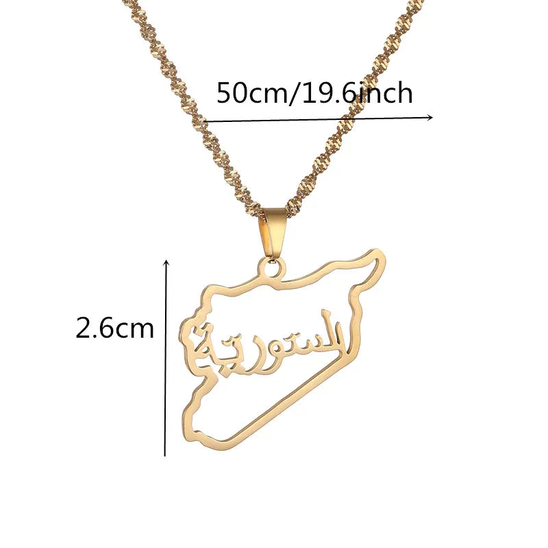 Syria Country Pendant Necklace Chain Jewelry Christmas Party Ornament