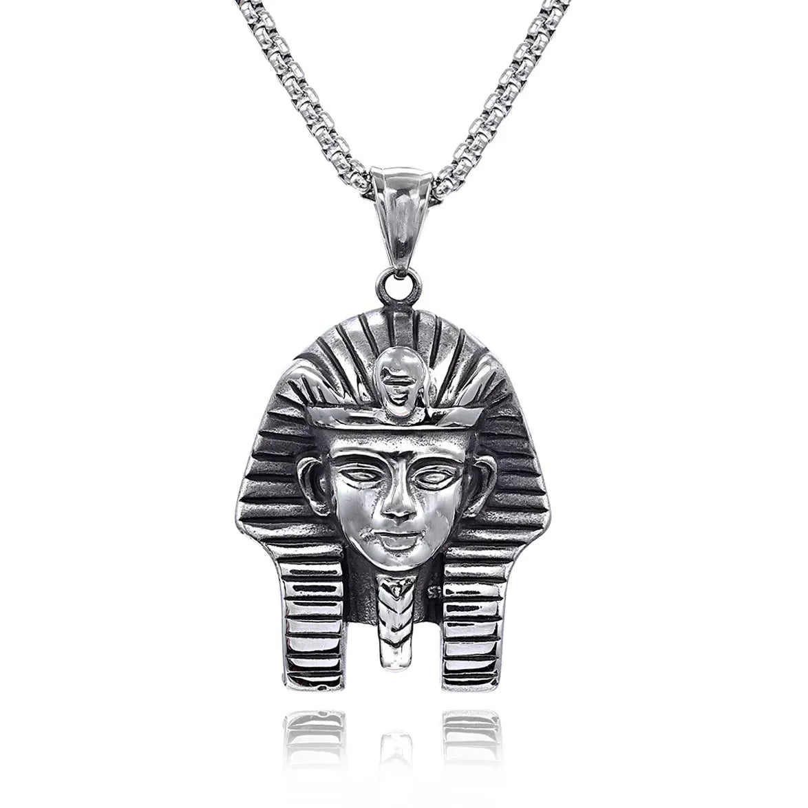 Retro Ancient Egyptian Mythology Snake Body and Human Face Pharaoh Statue Pendant Necklace Men's Religious Lucky Belief Jewelry