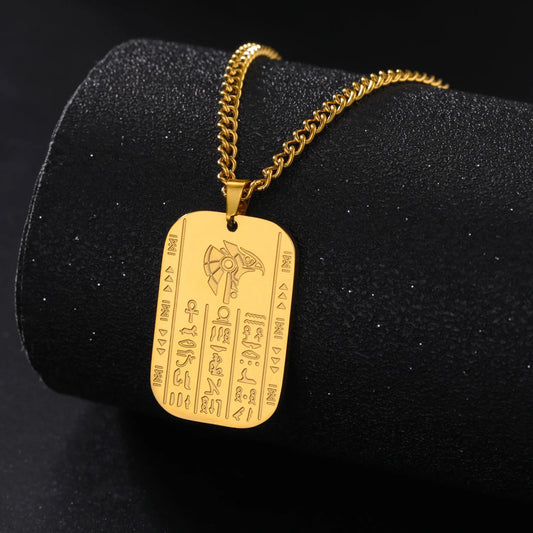 LIKGREAT Ancient Egyptian Mythology Goddess Necklace for Men Eye of Horus Egypt Death Protection Amulets Stainless Steel Jewelry