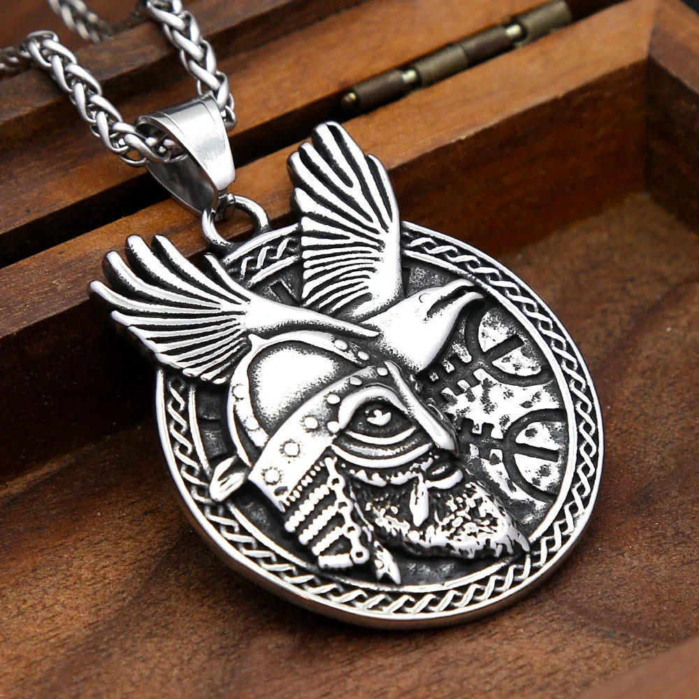 Nordic Odin Raven Necklace For Men Stainless Steels Celtic Knot Runes Pendant Punk Viking Amulet Jewelry Gifts Dropshipping