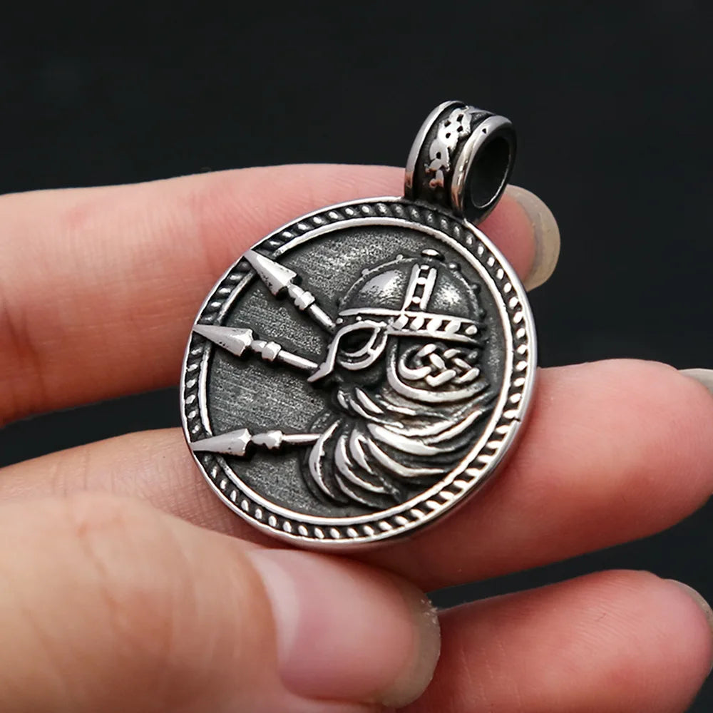 Stainless Steel Men's King of War Spartan Necklaces Vintage Vikings Warrior Pendant Chain Ancient Greek Warrior Amulet Jewelry