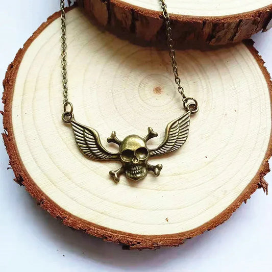 Pirates of The Caribbean Necklace Jack Sparrow Wing Pendant  Aztec Skeleton Skull Heads Pendant  Vintage Jewelry Wholesale